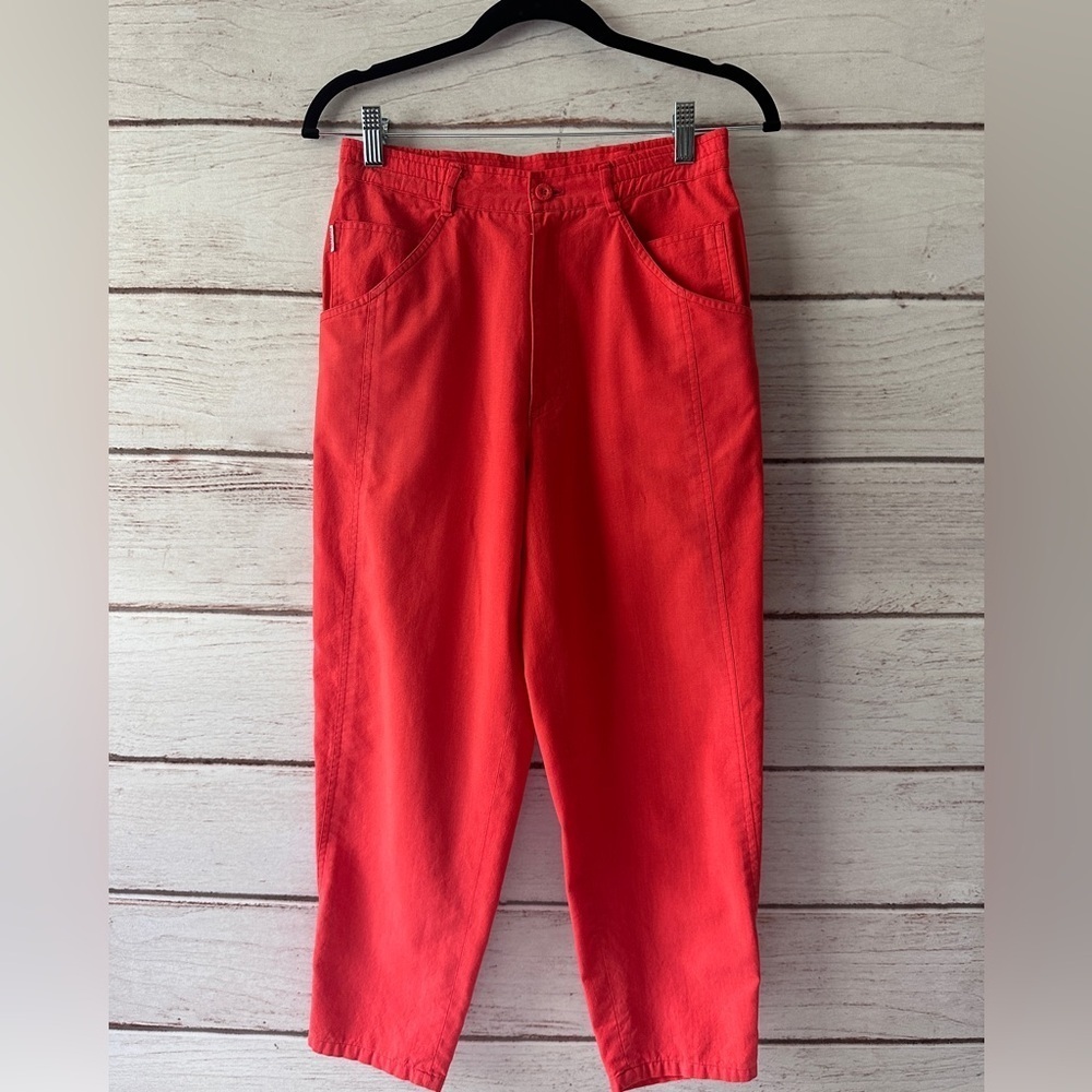 Vintage 1980s Gitano High-Waisted Red Tapered Pants - Size 5/6 Retro Office